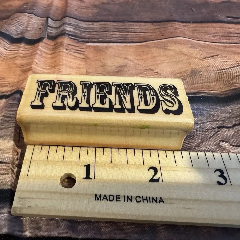 Vintage Friends Rubber Stamp Wood Mounted Western Circus Font Drop Shadow
